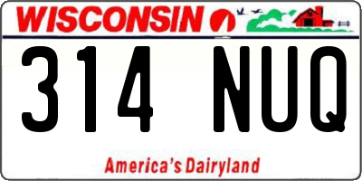 WI license plate 314NUQ