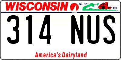WI license plate 314NUS