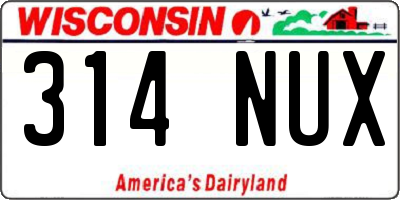 WI license plate 314NUX