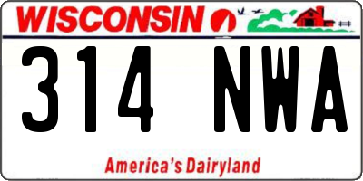 WI license plate 314NWA
