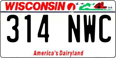 WI license plate 314NWC