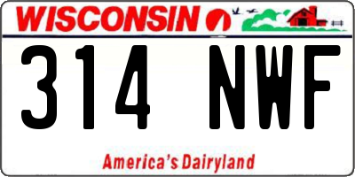 WI license plate 314NWF