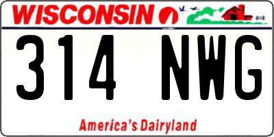 WI license plate 314NWG