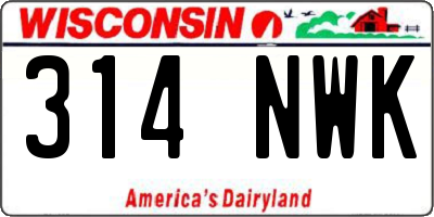 WI license plate 314NWK