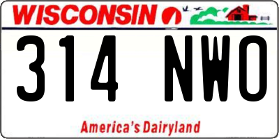 WI license plate 314NWO