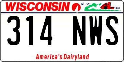 WI license plate 314NWS
