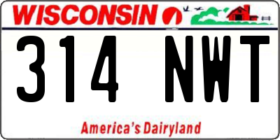 WI license plate 314NWT