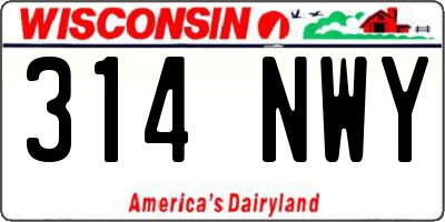 WI license plate 314NWY