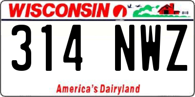 WI license plate 314NWZ