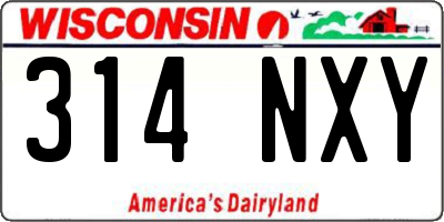 WI license plate 314NXY