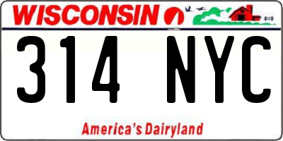 WI license plate 314NYC