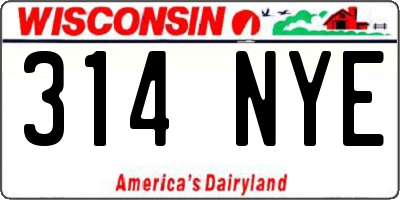WI license plate 314NYE