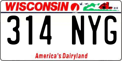 WI license plate 314NYG