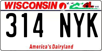 WI license plate 314NYK
