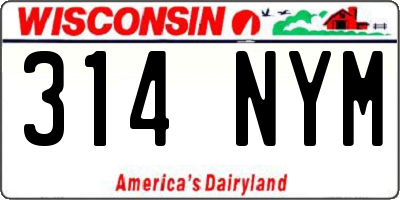 WI license plate 314NYM