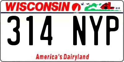 WI license plate 314NYP