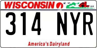 WI license plate 314NYR