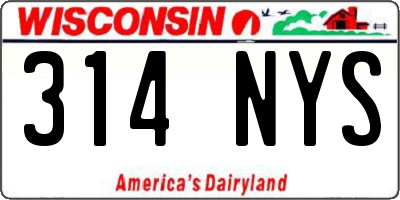 WI license plate 314NYS