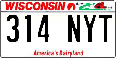 WI license plate 314NYT