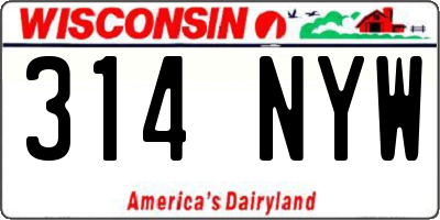 WI license plate 314NYW