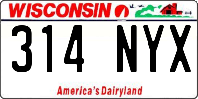 WI license plate 314NYX
