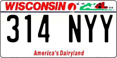 WI license plate 314NYY