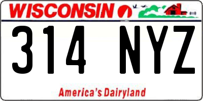 WI license plate 314NYZ