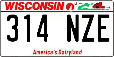 WI license plate 314NZE