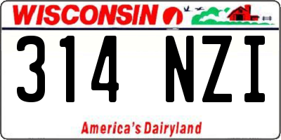 WI license plate 314NZI