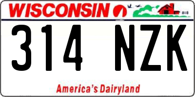 WI license plate 314NZK