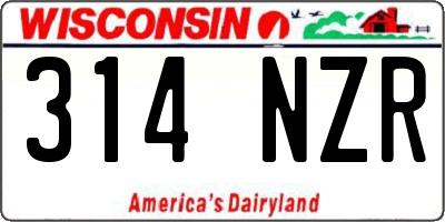 WI license plate 314NZR