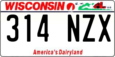 WI license plate 314NZX