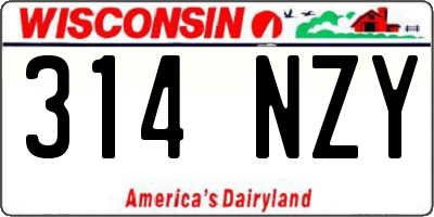 WI license plate 314NZY