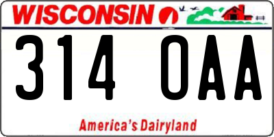WI license plate 314OAA
