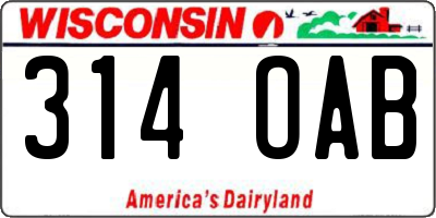 WI license plate 314OAB