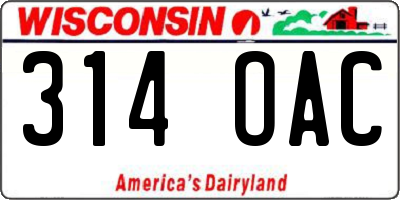 WI license plate 314OAC