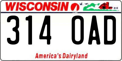 WI license plate 314OAD
