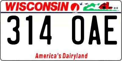 WI license plate 314OAE