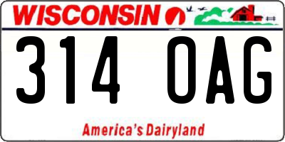 WI license plate 314OAG