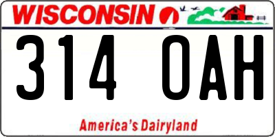 WI license plate 314OAH