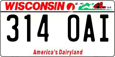 WI license plate 314OAI