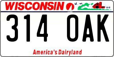 WI license plate 314OAK
