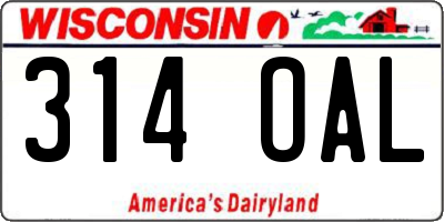 WI license plate 314OAL