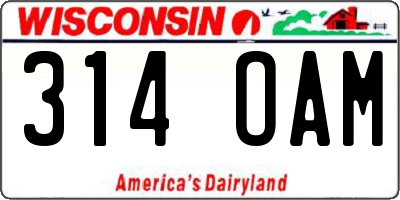 WI license plate 314OAM