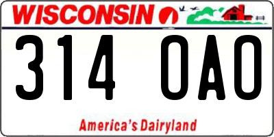 WI license plate 314OAO