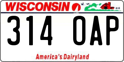 WI license plate 314OAP