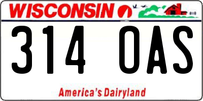 WI license plate 314OAS