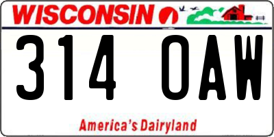 WI license plate 314OAW