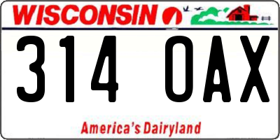WI license plate 314OAX