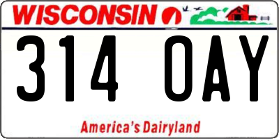 WI license plate 314OAY